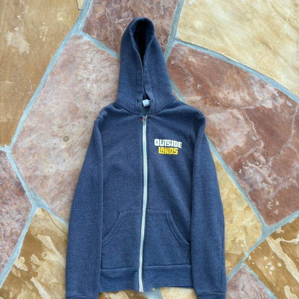 Lands-end Men's Navy and Grey Hoodie